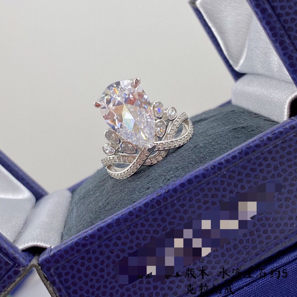 CHAUMETLuxury princess fashion beauty drop diamond ring imported ...