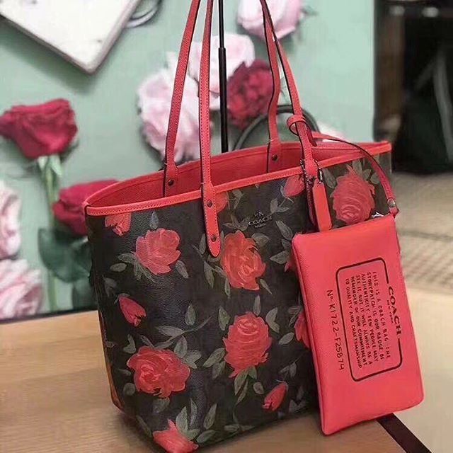 Coach reversible cheap tote floral