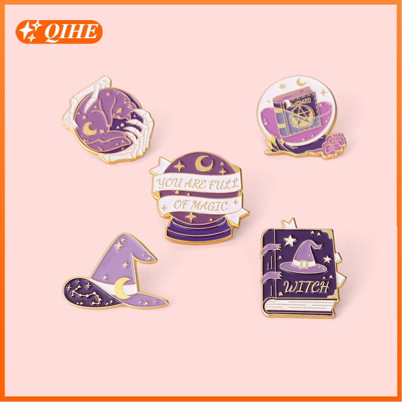 5 Styles Magic Enamel Pin Magic Book Witch Hat Pin Brooch Gift for ...