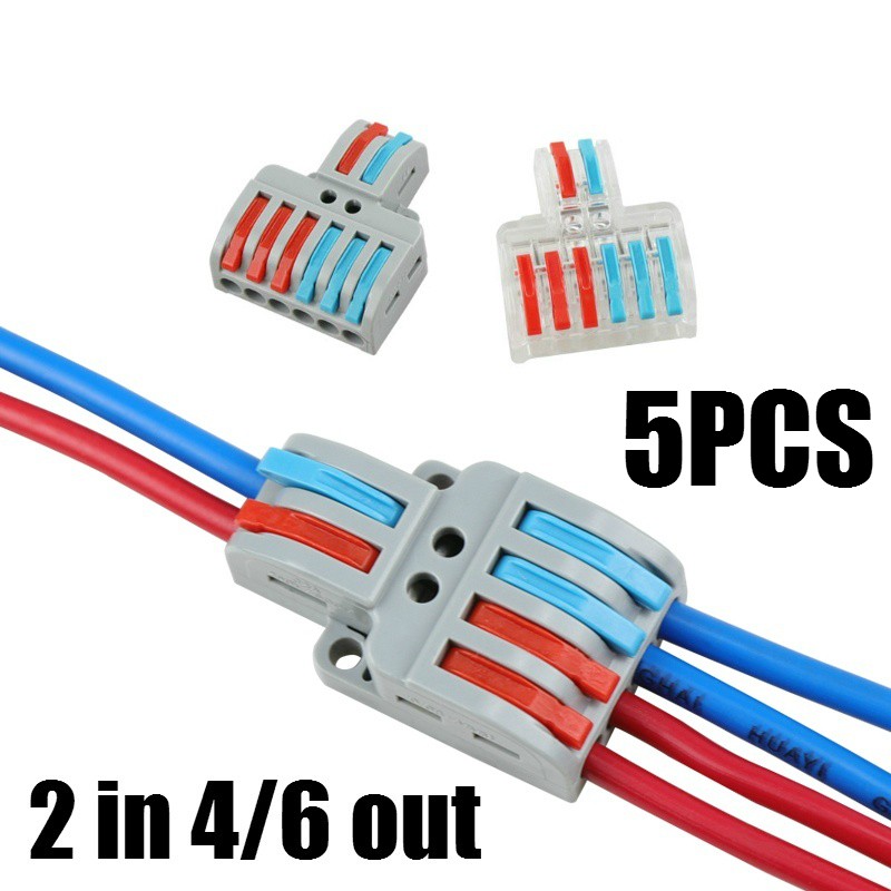 5PCS Wire Connector 2 In 4/6 Out Wire Splitter Terminal LT422 623 Compact Wiring Cable