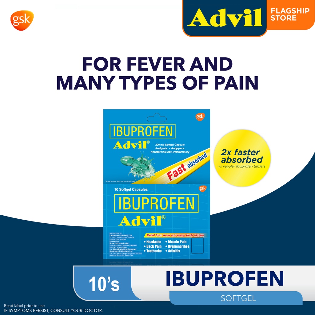 Advil Liquigel Ibuprofen for Stronger Pain Relief than Paracetamol 10s