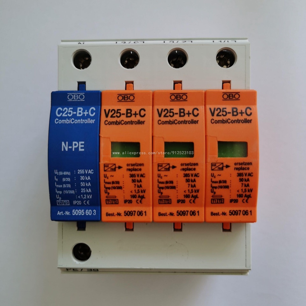 V25-B+C/3+NPE 7-50KA Surge Arrester ~385V AC Combi Controller Surge ...