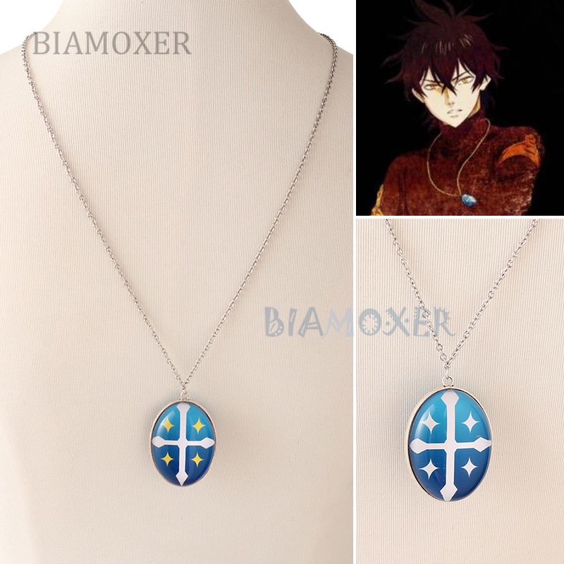 3 Sytles Anime Yuno Necklace Black Clover Blue Magic Necklace double ...