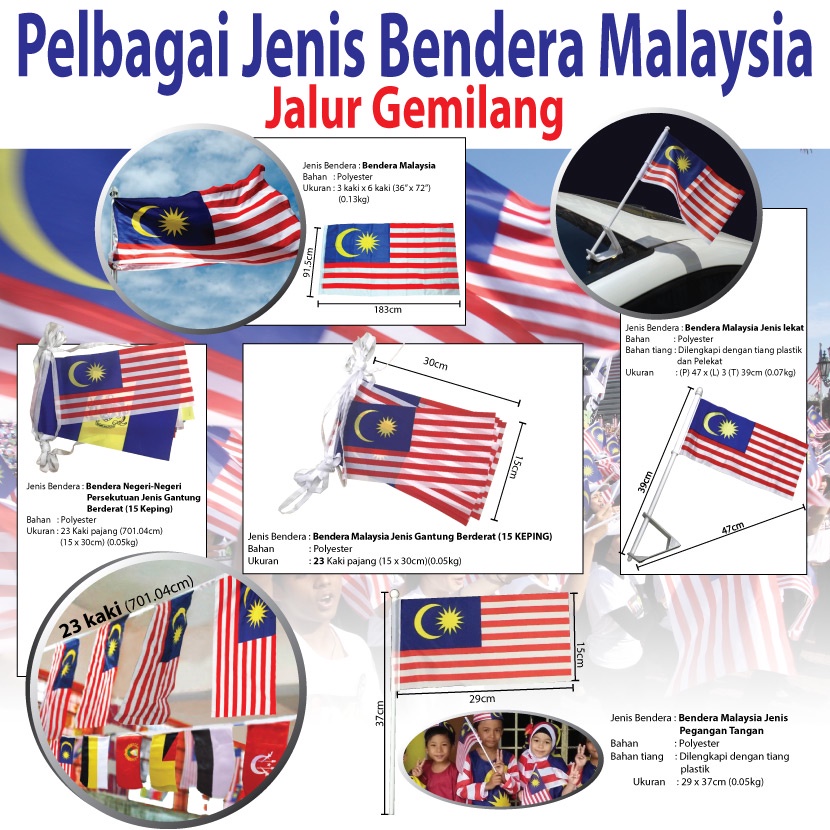 !! READY STOCK !! BENDERA MALAYSIA 3'X6' MERDEKA CAR FLAG/HAND FLAG ...