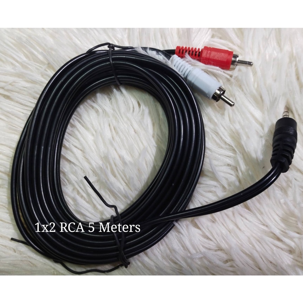 RCA 1x2 High Quality 3.5mm Jack Plug Male to 2 RCA Stereo AUX Audio Cable Line 5 & 10 meters
