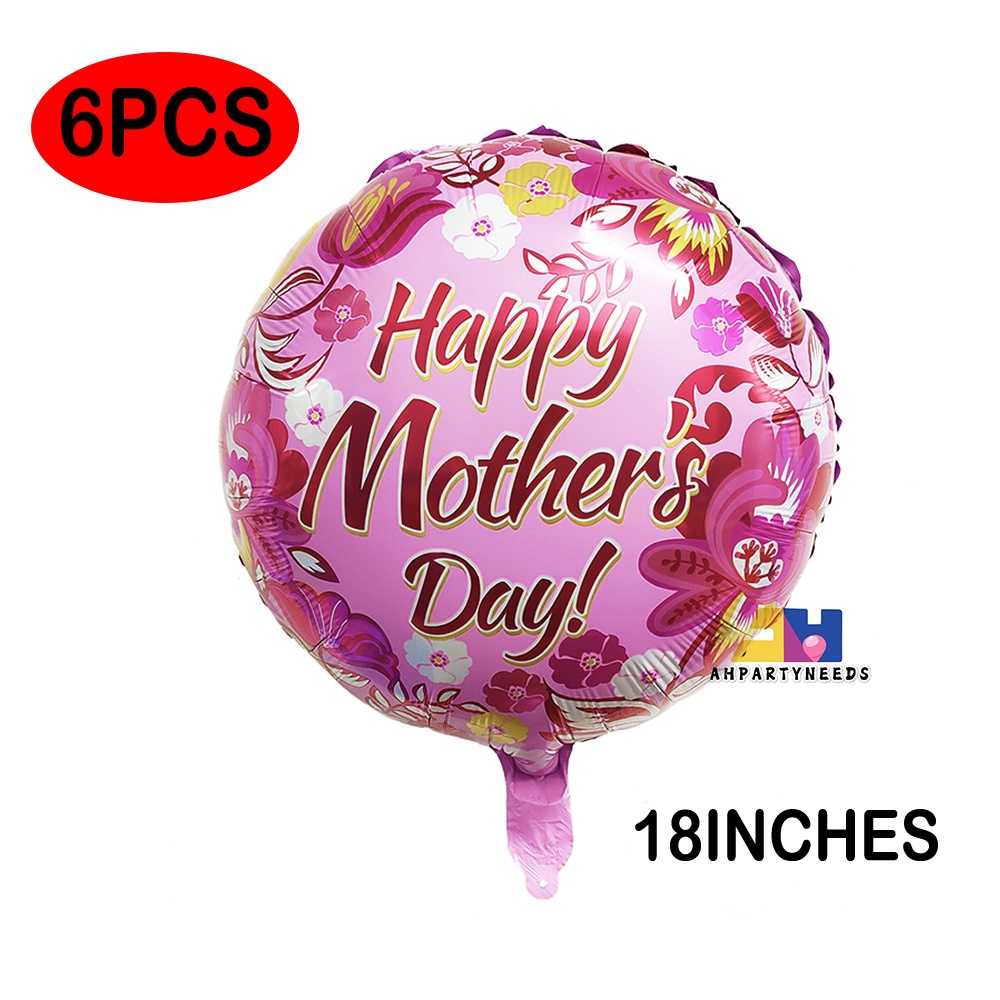 6pcs Set 18inch Printed Foil Balloons Mothers Day Heart Shape Love