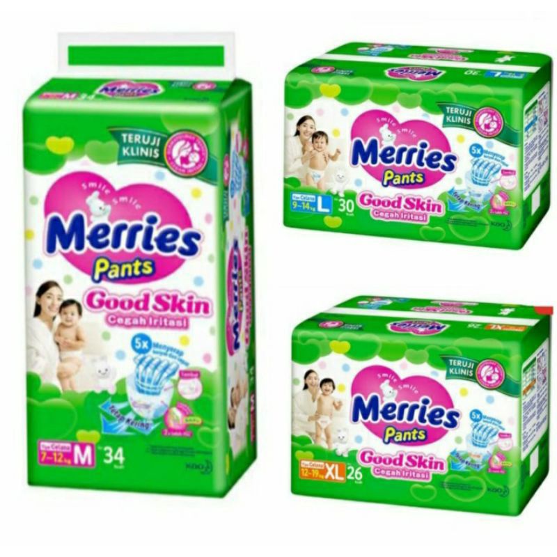 Merries Baby Diapers Good Skin S40 M34 L30 XL26 | Shopee Philippines