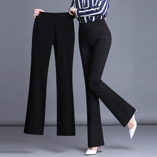 Plus Size S-3XL Flare Long Pants for Women Trendy Black Casual Vintage Black  Solid High Waist Flared Wide Leg Chic Trousers Bell Bottom Yoga Pants  Office Work Clothes Pantalon