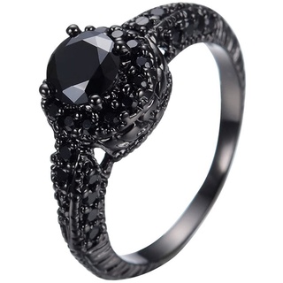 10kt Black Gold 8mm Round Cut Diamond Halo Rings Black Onyx Stone Size6 