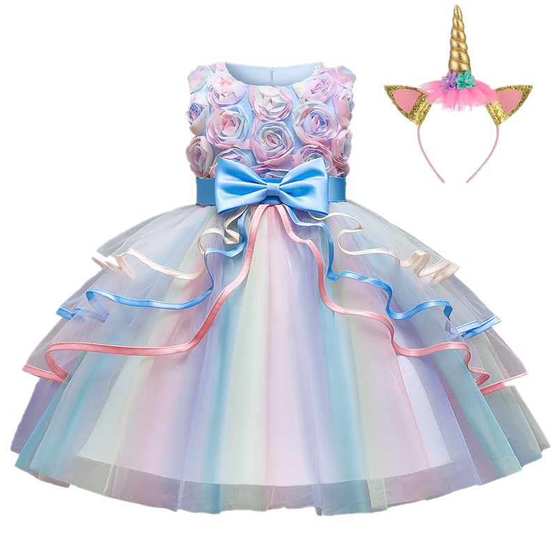 NNJXD Baby Girls Unicorn Birthday Dress Elegant Flower Kids Party Gown ...