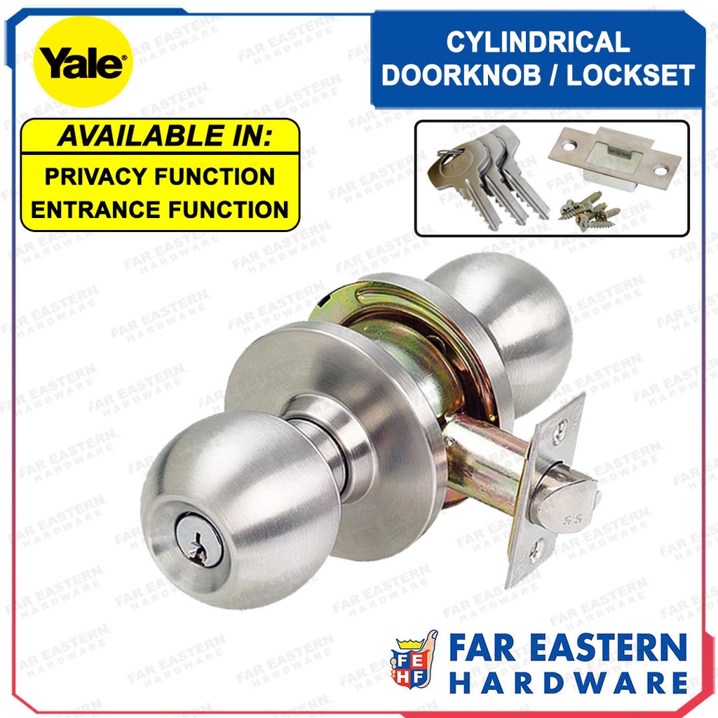 YALE Cylindrical Doorknob Entrance Privacy Lockset Push Lock Door