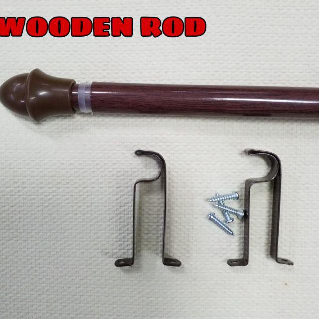 Extendable Wooden Curtain Rod THICK with bracket and screws(16/19mm ...