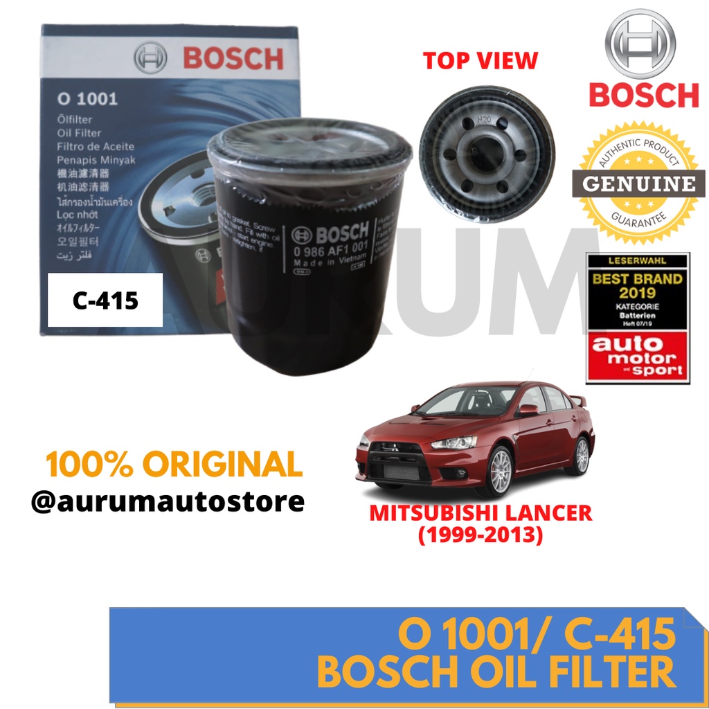 Bosch Oil Filter Mitsubishi Lancer 19992013 O 01001(C415) Shopee
