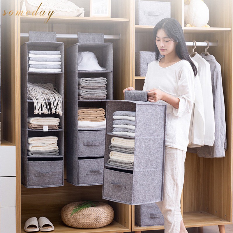 Someday 5 Layers Storage Box Clothes Wardrobe Organizer Hanging Washable  Waterproof High Quality