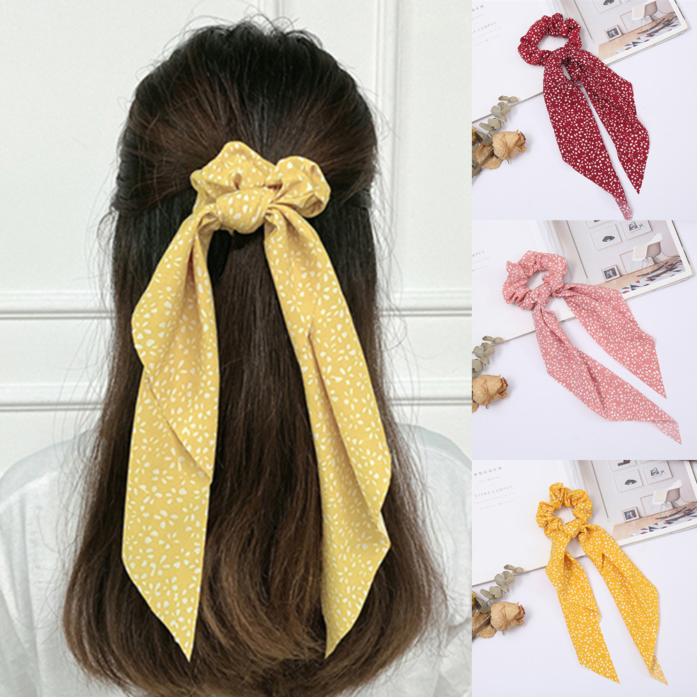 Large-sized Floral Large Intestine Hair Ring Korean Hair Rope Blue Head - View #4