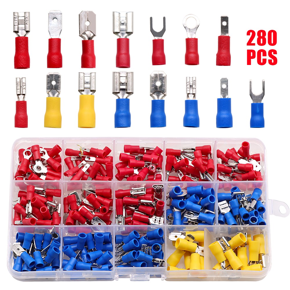 280Pcs Assorted Insulated Spade Crimp Terminal Butt Electrical Wire ...