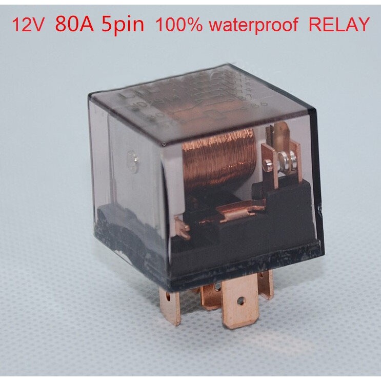 Automotive relay 12V 80A 5 pin Transparent waterproof Heavy Duty Horn