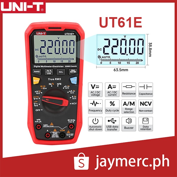 UNI-T UT61E Digital Multimeter Meter 22000 Counts True RMS 1000V AC DC ...