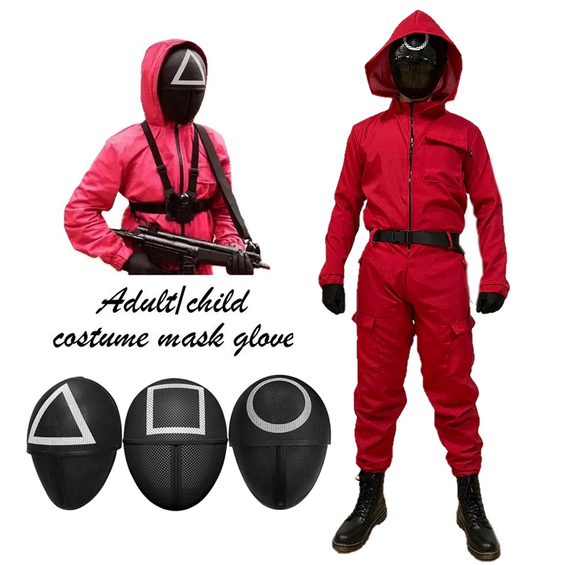 Squid Game Cosplay Costume Round Six Red Jumpsuit Manager Soldier Labor Mask Suit Halloween 9601