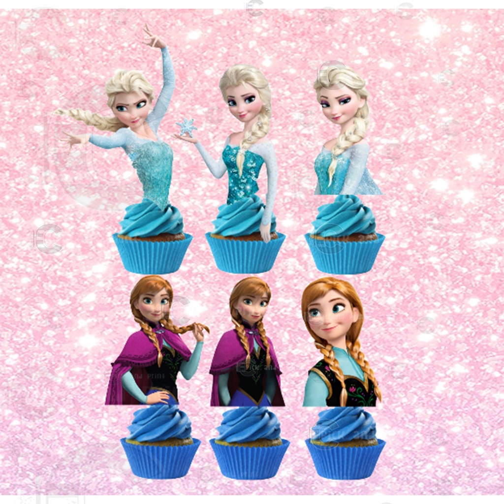 12pcs Frozen Elsa & Ana Disney Princess Cupcake Toppers for DIY party ...