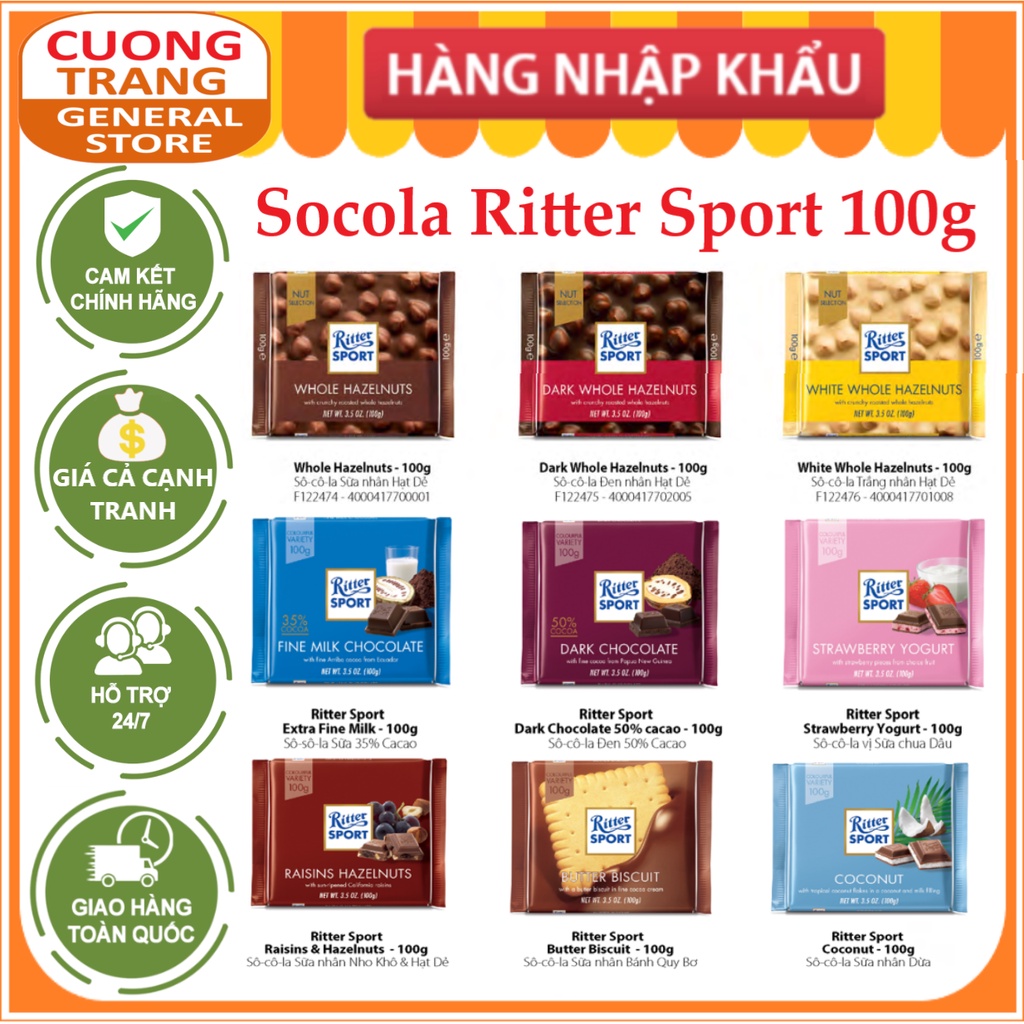 Ritter Sport square chocolate bars in many flavors 100g | Shopee ...