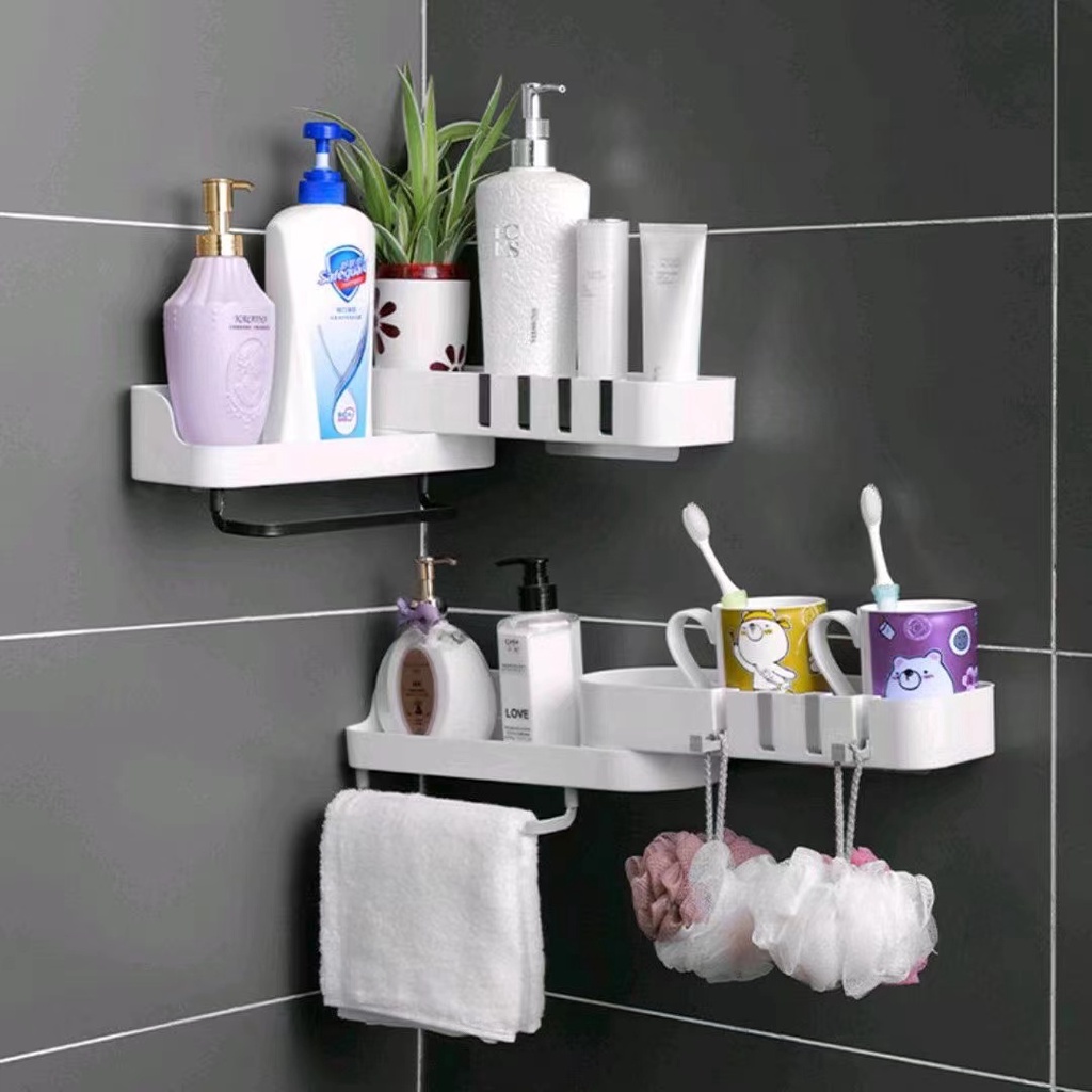 Rotating Bathroom Wall Corner Storage Rack Shower Shelf Organizer ...