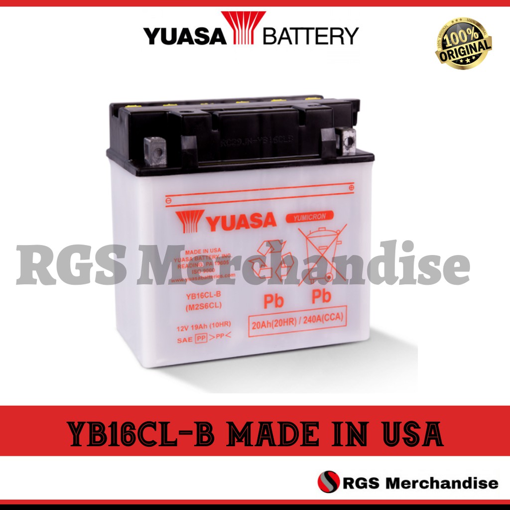 YUASA YB16CL-B Made In USA (BIG BIKE And JETSKI Battery) | Shopee ...