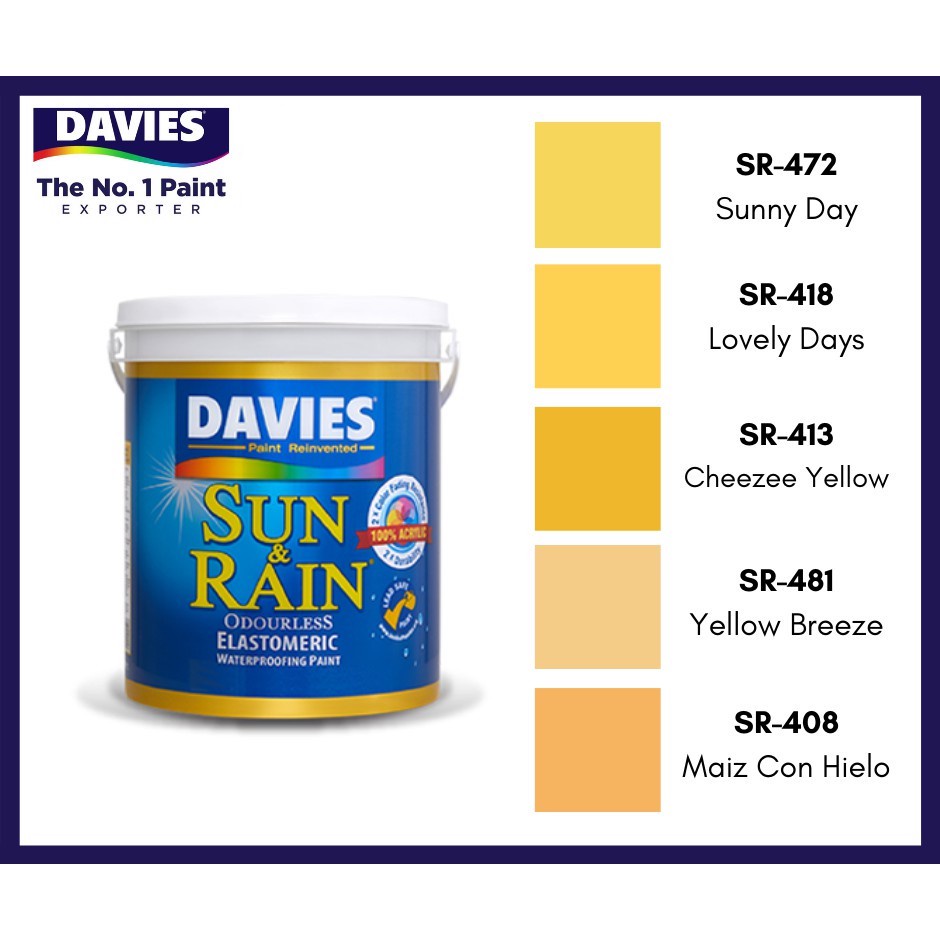 Davies Sun and Rain Flat Latex Yellow Paints 16 Liters / 1 Pail