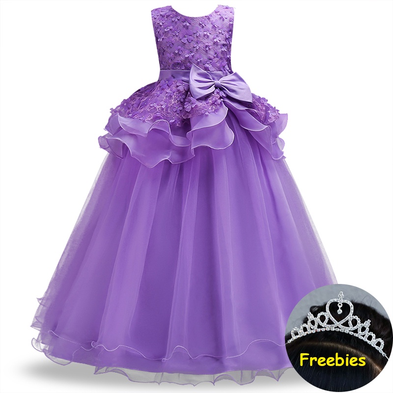 Princess Long dress for Kids Birthday wedding flower girl party ball