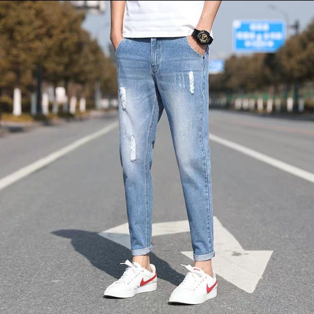 Men's ankle length skinny trousers hot sale