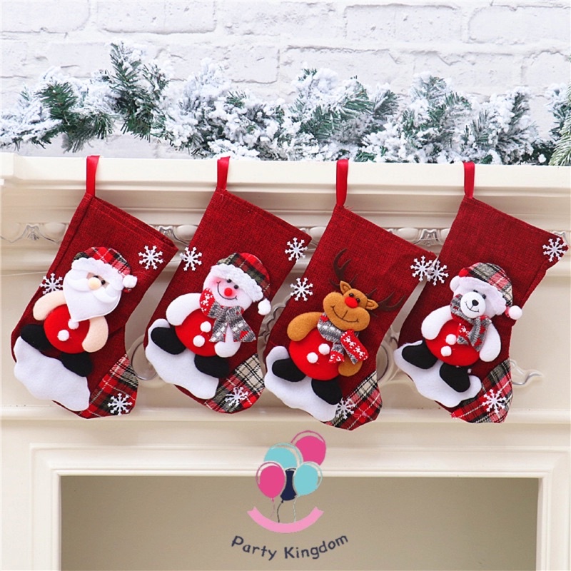 1pc 9inches Christmas Socks Tree Hanging Holiday Gift Candy Bags Noel 