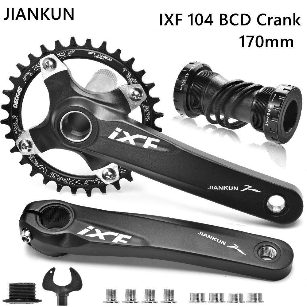 MTB Bike Crank Set 3 in1 170mm Crank BB Chainring 104bcd 32 38t Round