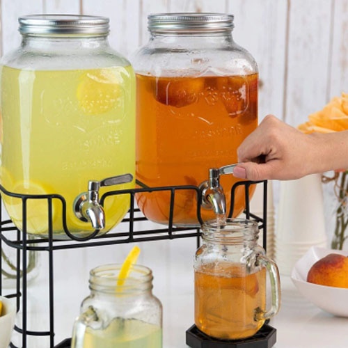 Good Quality Portable Glass Jar with Faucet for Juice/Fruit Tea/Wine
