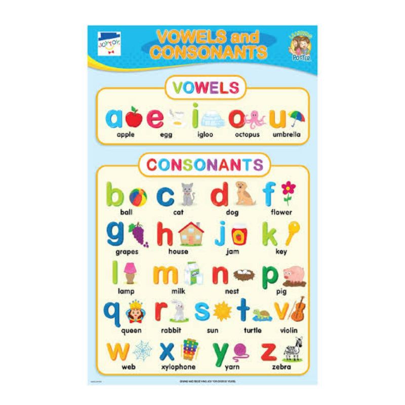 Vowels and Consonants ( LAMINATED:A4 SIZE BACK TO BACK) | Shopee ...