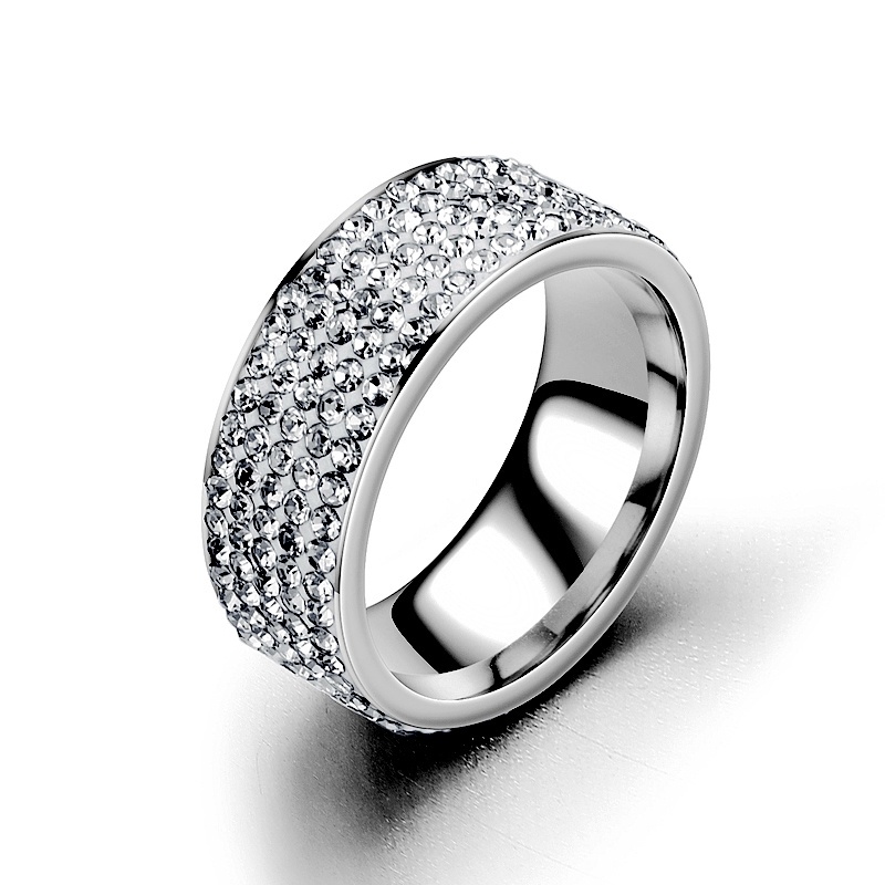 Men's Stainless Steel Ring With Sparkling Luminous Diamond Couple
