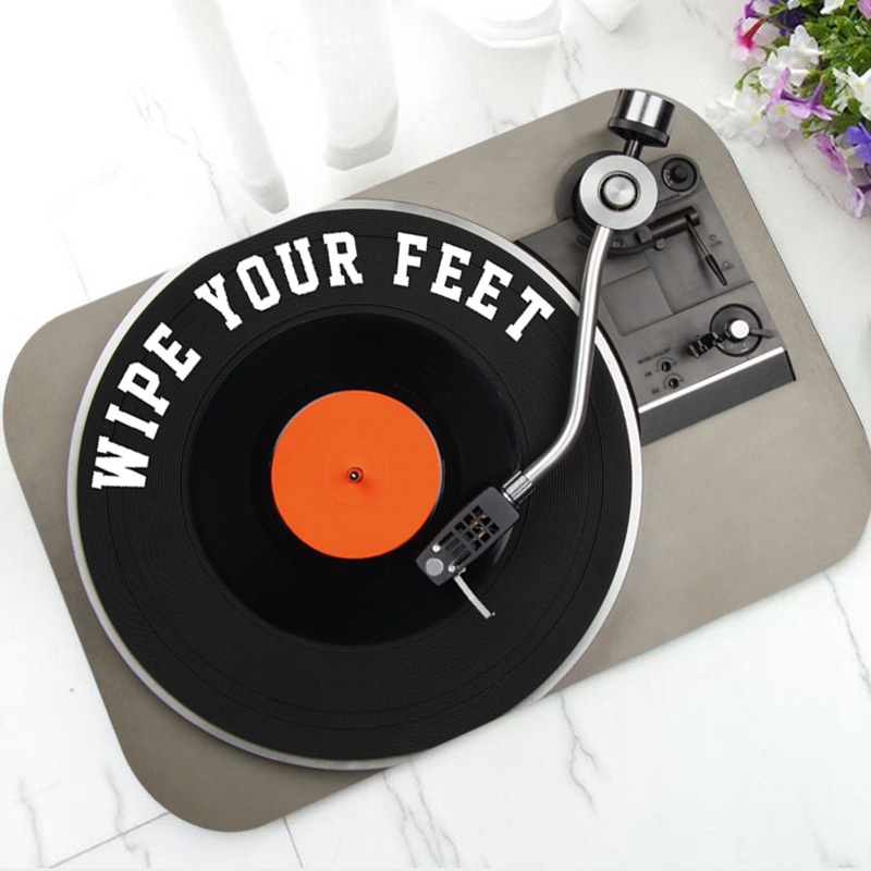 Novelty Vinyl Record Player Door Mat Retro Vintage DJ Turntable