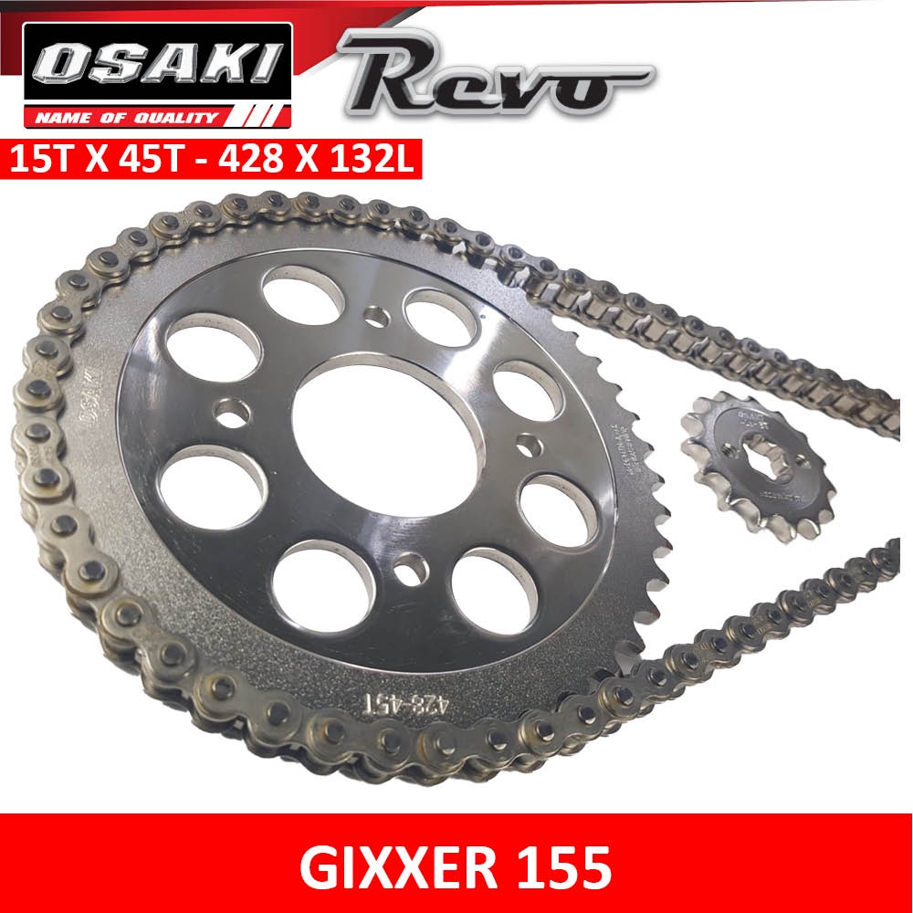 Suzuki Gixxer 155 (15TX45T428X132L) Osaki Revo Chain & Sprocket Set