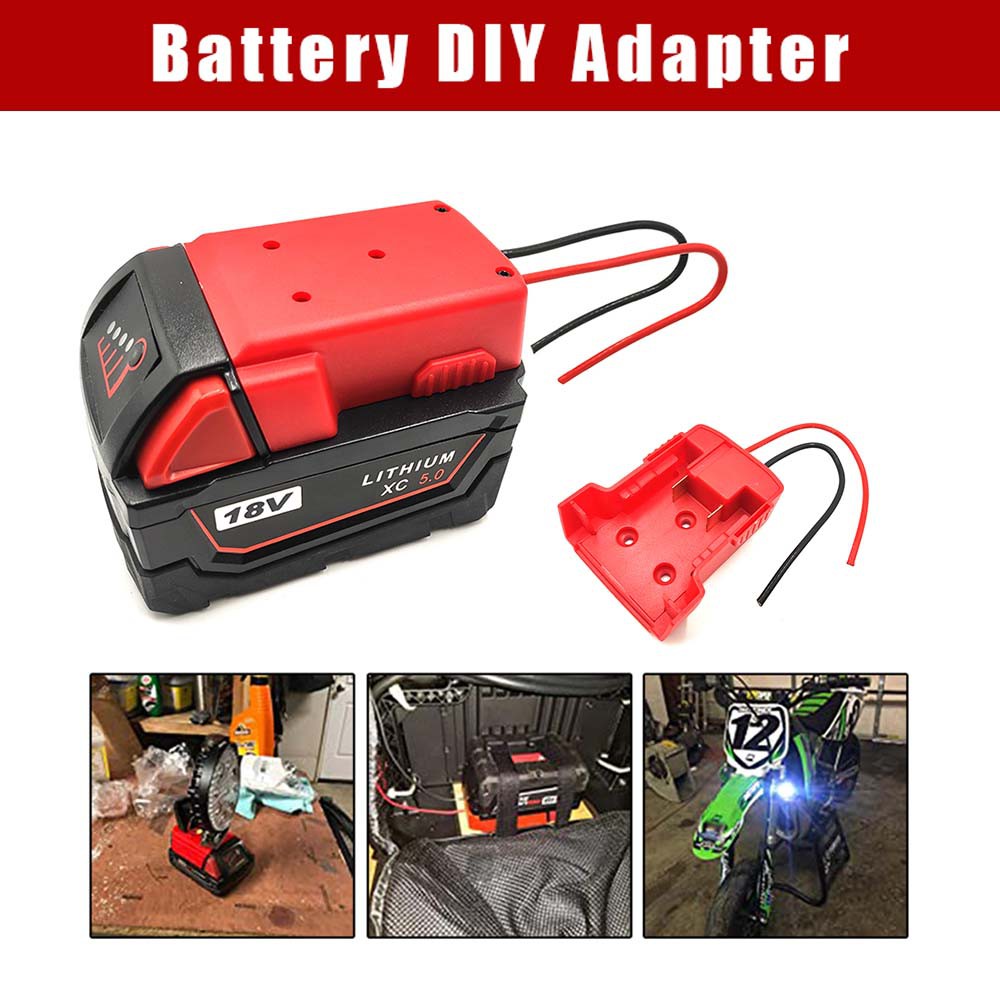 Milwaukee M18 Battery Adapter Holder dock w/ Wire Leads For Power