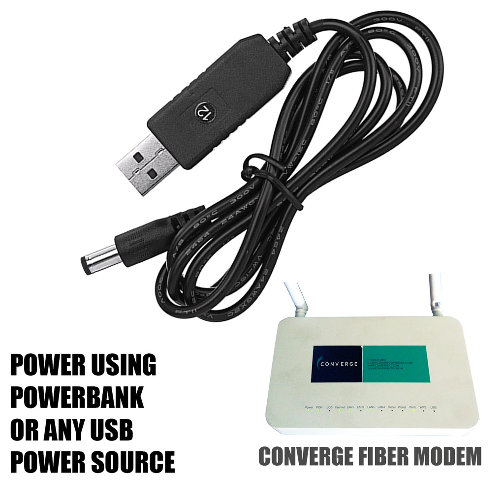 USB Power adaptor / adapter cable for Converge Fiber wifi modems router ...