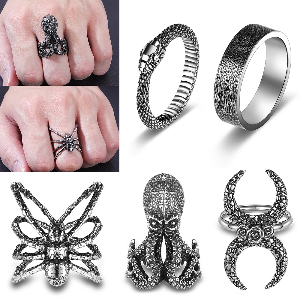 1 Pc Punk Stainless Steel Rings Octopus Snake Spider Hip Hop Rock ...