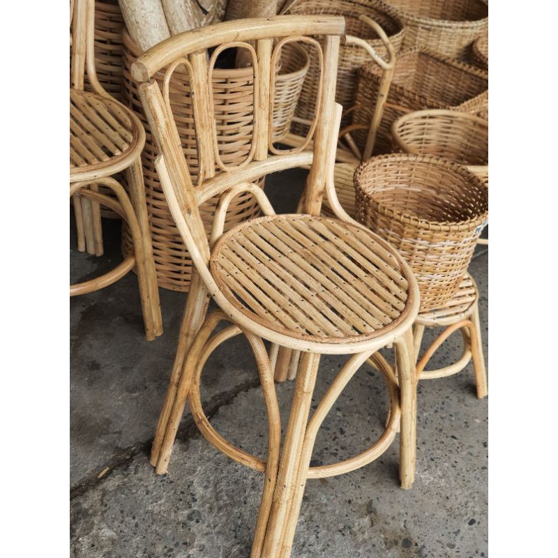 Native Rattan Chair with Back Rest for kitchen outdoor garden Shopee Philippines