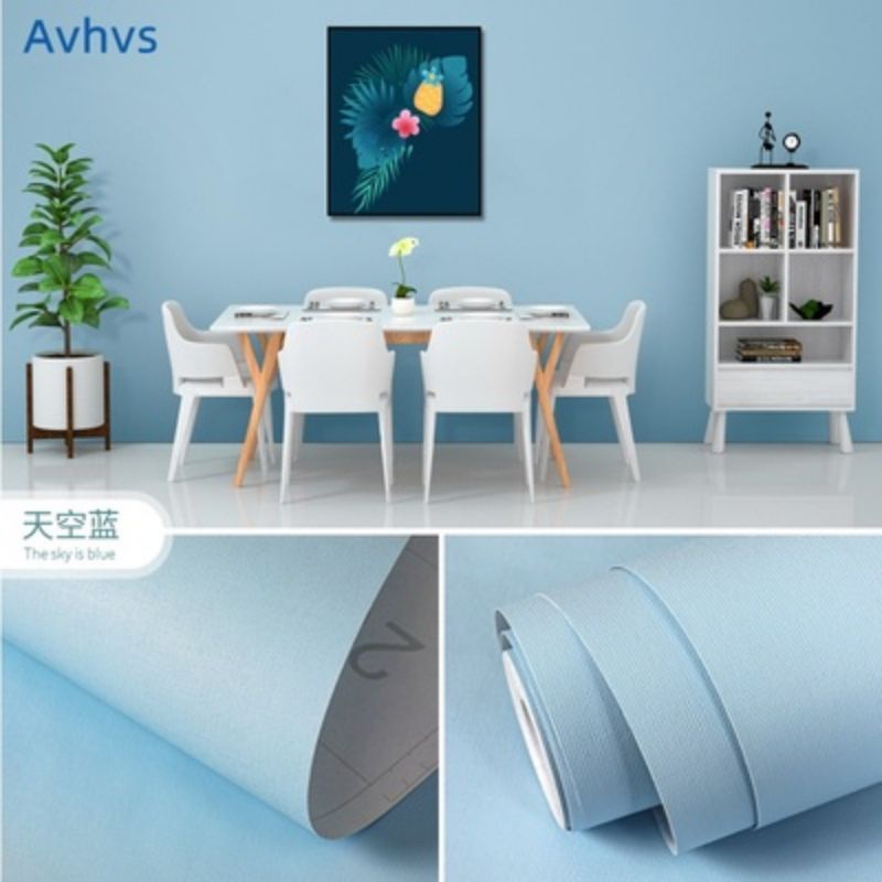 Aceking Wallpaper Plain Matte Light Blue Wall Sticker PVC Self Adhesive