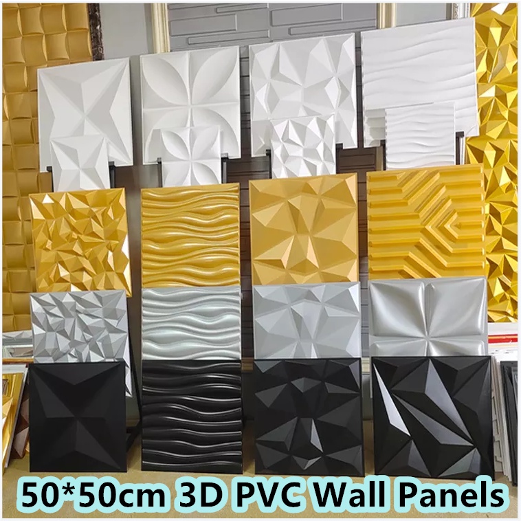 50*50 3D Wallpaper Diamond Design PVC Wall Panel Mural Waterproof