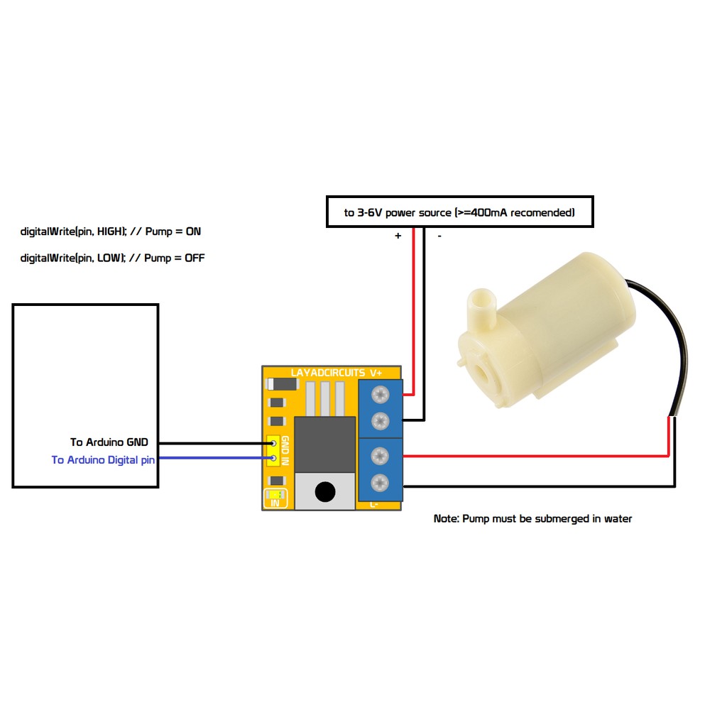 Submersible pump 3-6V with Hose and Driver Mosfet board for Arduino 80 ...