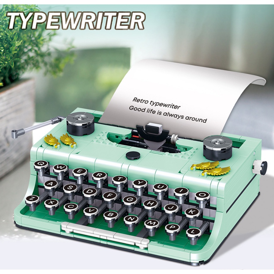 820PCS MOC Micro Mini Typewriter Green Model Toy Building Block Brick ...