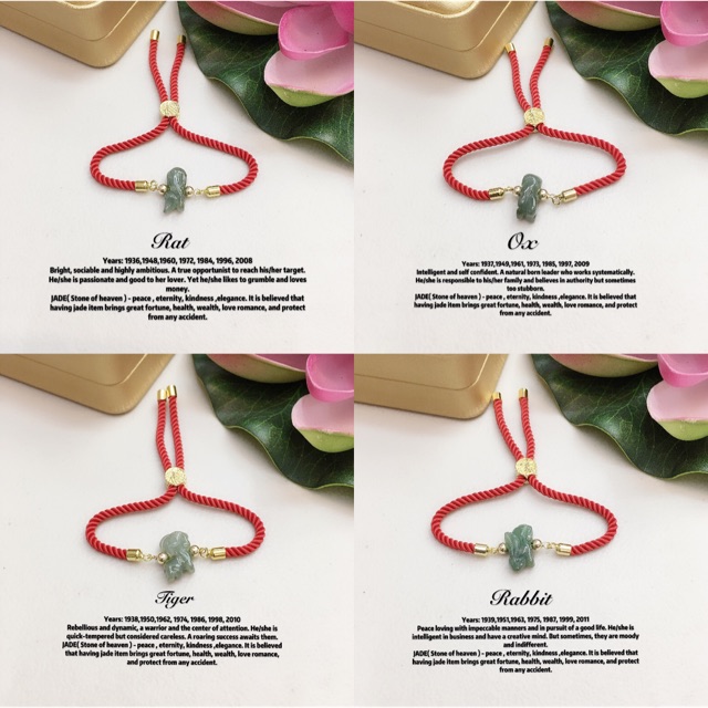 lucky charm jade zodiac and red string all in one bracelet (CAC ...