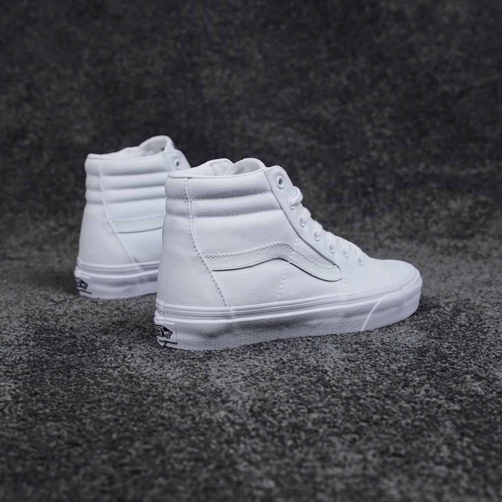 Vans Sk8 Hi True White Leather pure white high top casual vulcanized canvas shoes 1809 Shopee Philippines