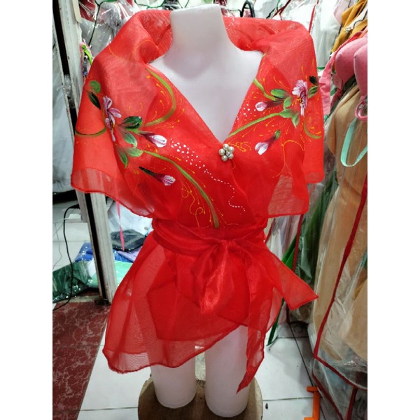 modern filipiñana wrap around/Piña organza, hand paint.. | Shopee ...