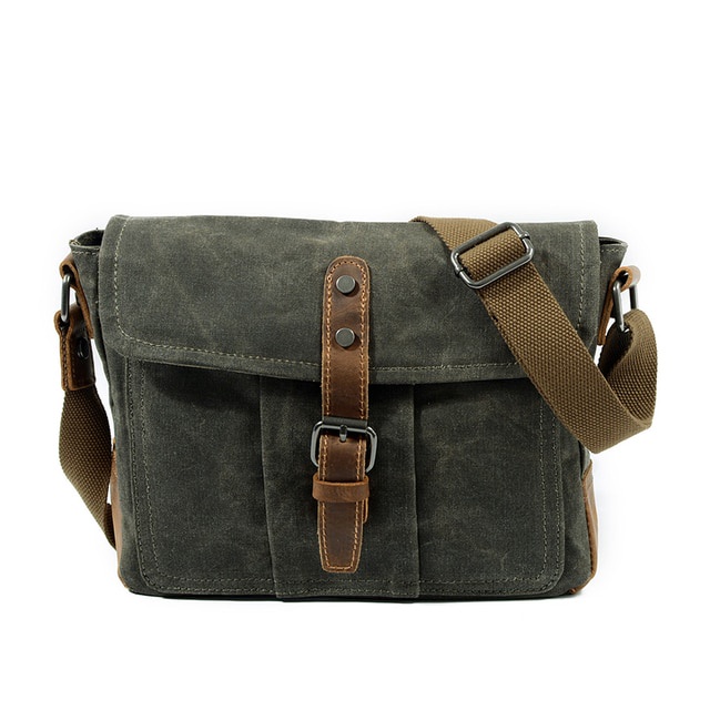 Men Oil Wax Canvas Crossbody Bags Male High Quality Vintage Shoulder ...