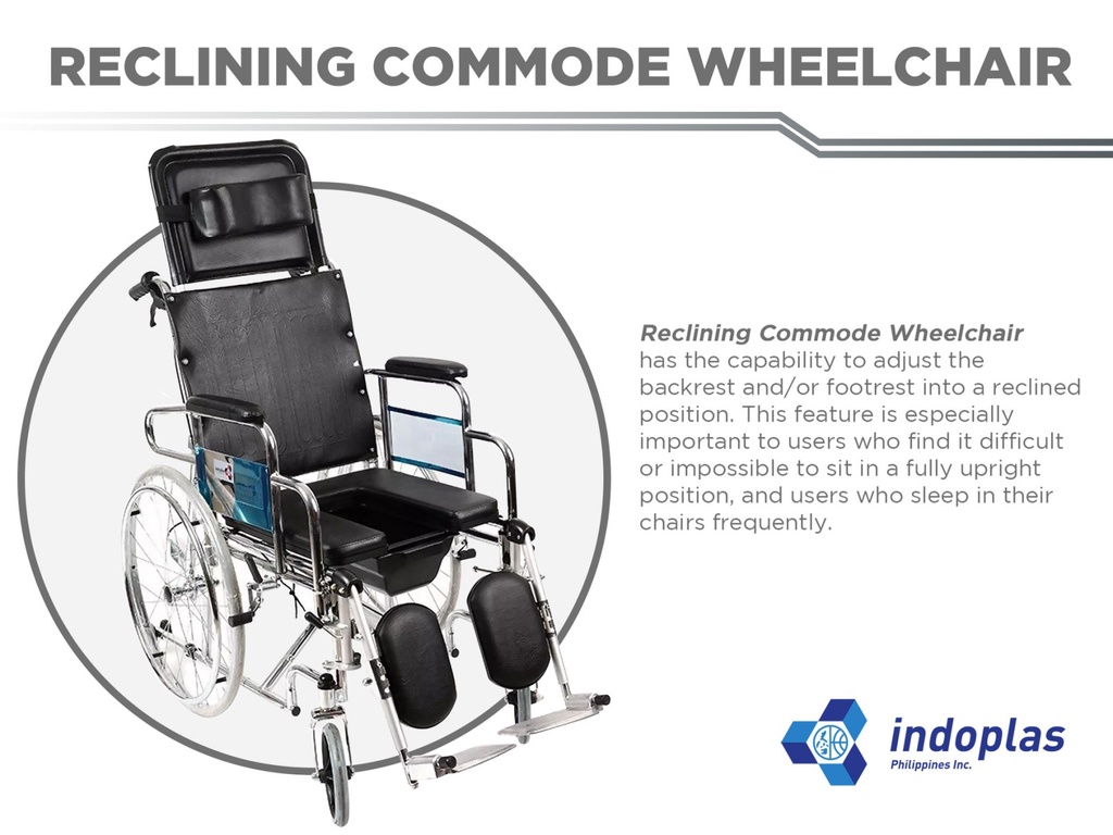 Indoplas Reclining Commode Wheelchair | Shopee Philippines